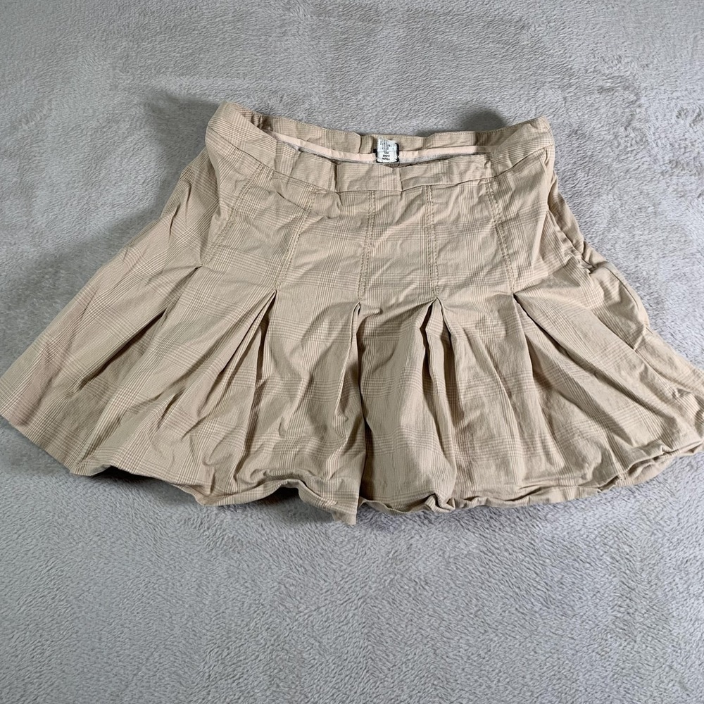 Y2K Gap Skirt Womens‎ 30 Beige Check Pleated Mini Stretch Gapstretch Schoolgirl